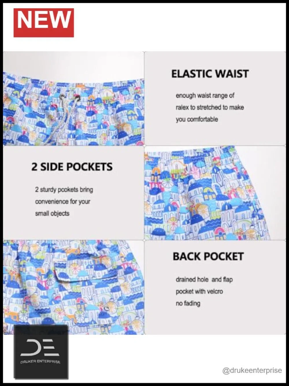 Men's Quick Dry Swim Trunks Board Shorts Drawstring Adjustable Strap